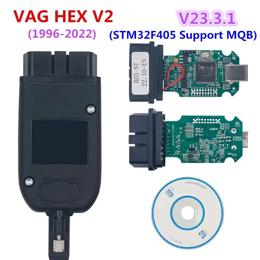 Top V23.3.1 STM32F405 For VAG HEX V2 OBD2 Connector For Vag HEX V2 USB Interface For VW AUDI Skoda Seat Unlimited VINs 1996-2023