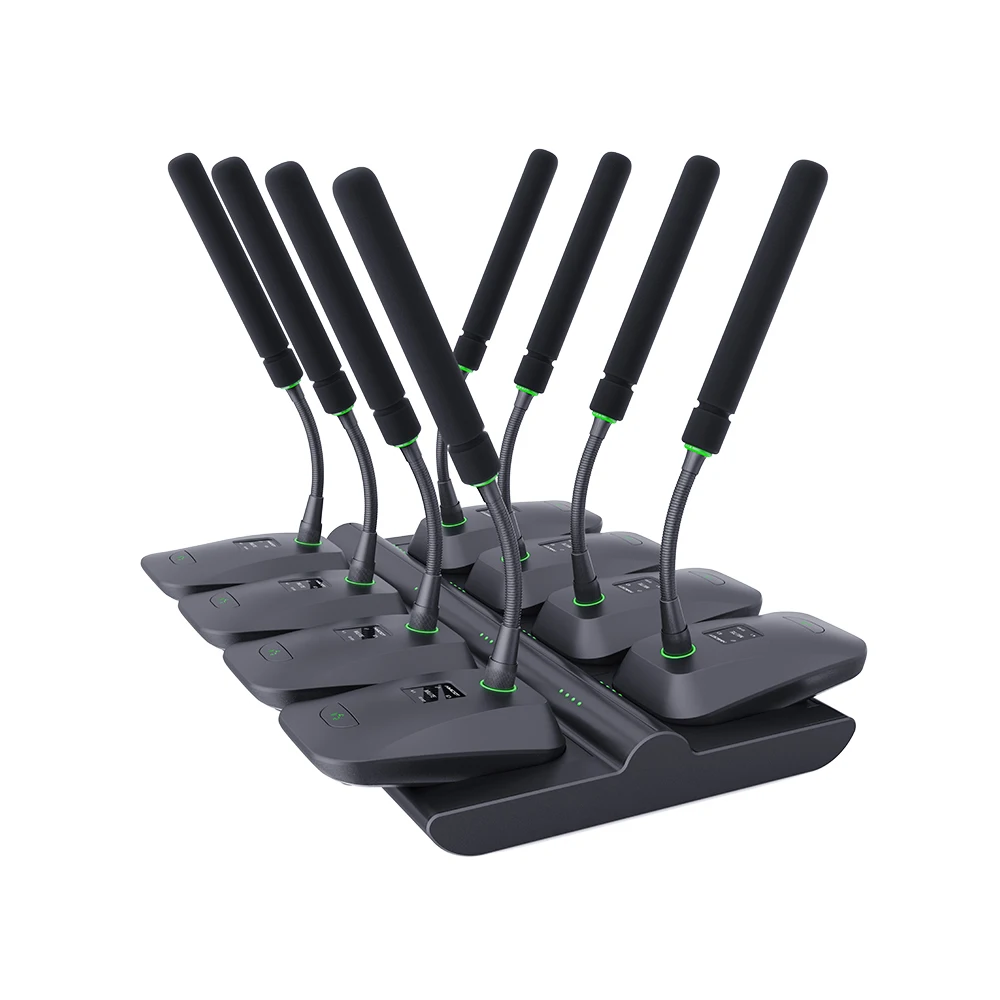 8-Bay Heavy Duty Desktop Microphone Charging Base - Multi-Function Power Center for Wireless Conference Systems