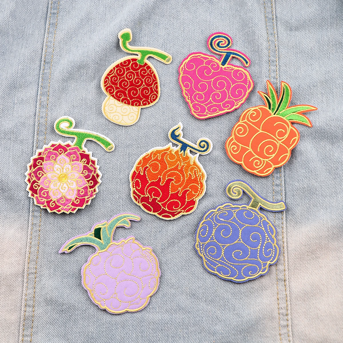 Manga Badge on Backpack Devil Fruit Iron On Patches For Clothing Anime Embroidered Patches For Clothes Toys