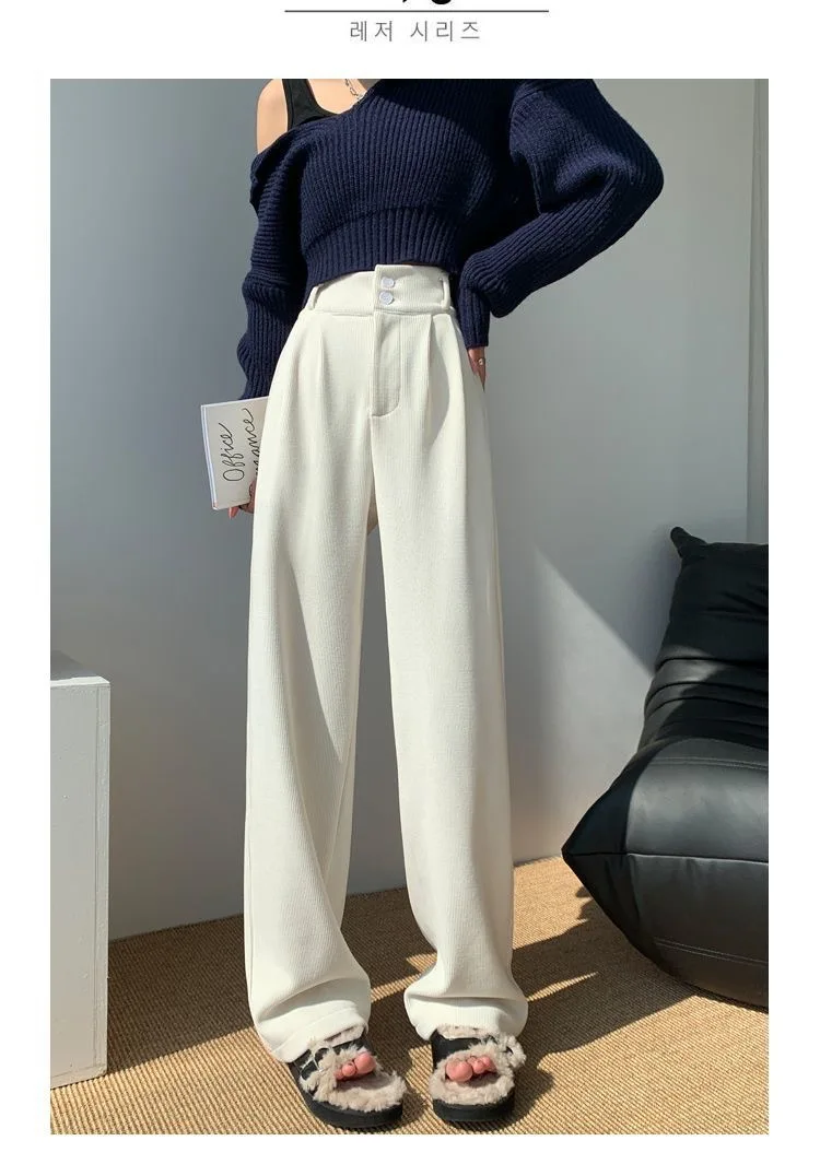 FL Women's Female Classic Korean High Waist Sweatpants Women Slim Fit Comfortable Trousers Girls Straight Leg Thin Casual Pants