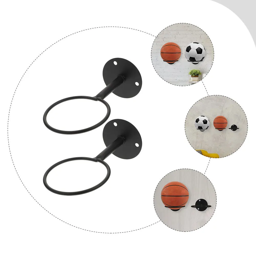 

2Pcs Wall Mounted Basketball Display Rack Iron Holder Football Storage Stand for Home Shop Office Basketball Holder