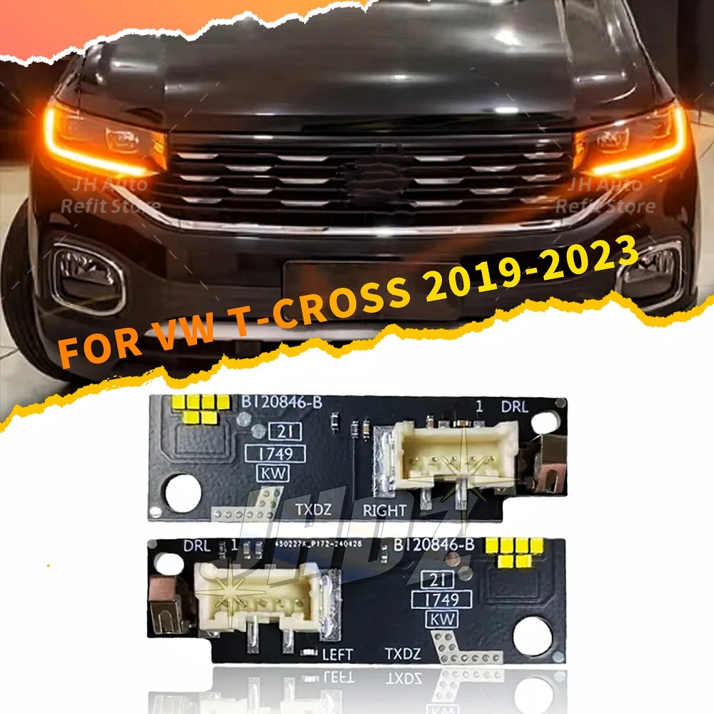 Yellow Red Blue Angel Eyes DRL Boards For 19-23 VW T-CROSS LED Headlight Daytime Running Light Turn Signal Module 2GM.998.478