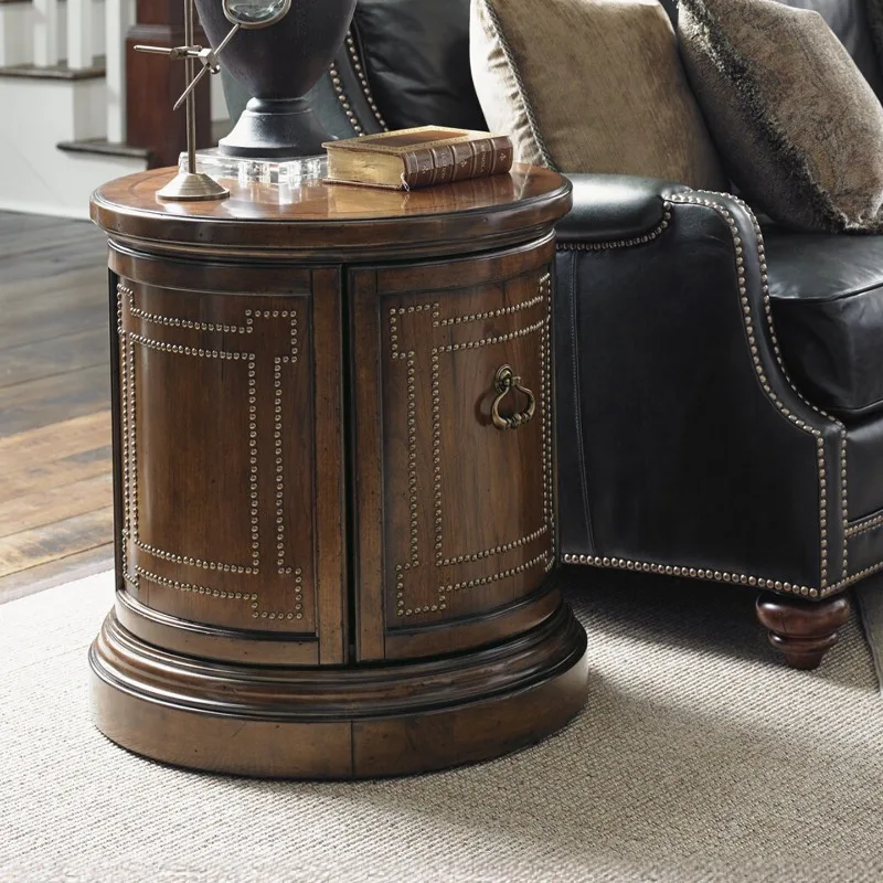 American solid wood copper nails round edge few retro old storage corner few living room small coffee table