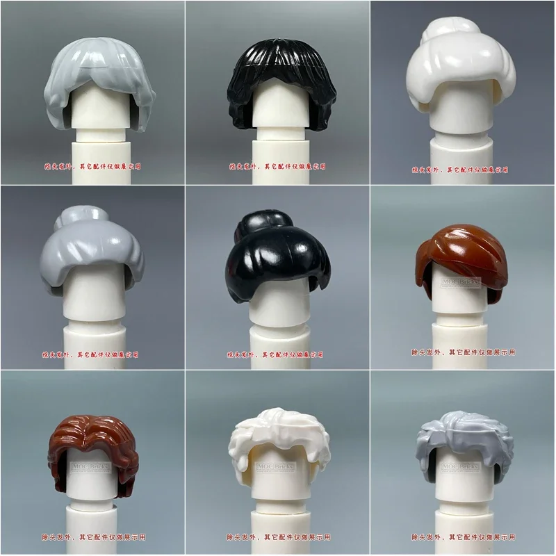 MOC City Figures Hair Building Blocks Character Head Parts Man Woman Girl Boy Head Brown Black Hairstyle DIY Bricks Kids Toys