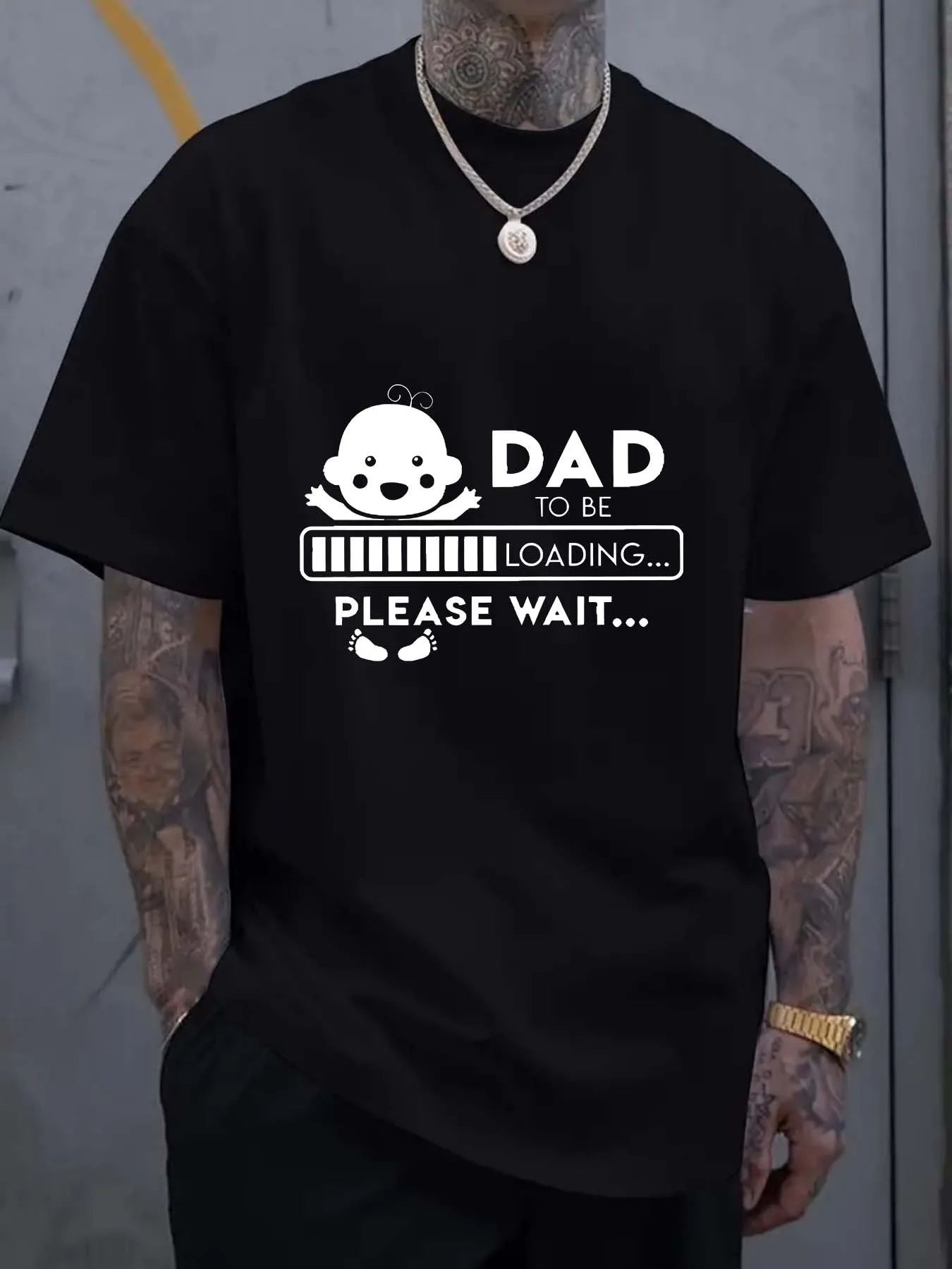 

Dad To Be Loading Please Wait T-Shirt 100% Cotton O-Neck Short Sleeve Summer Casual Mens T-shirt Streetwear