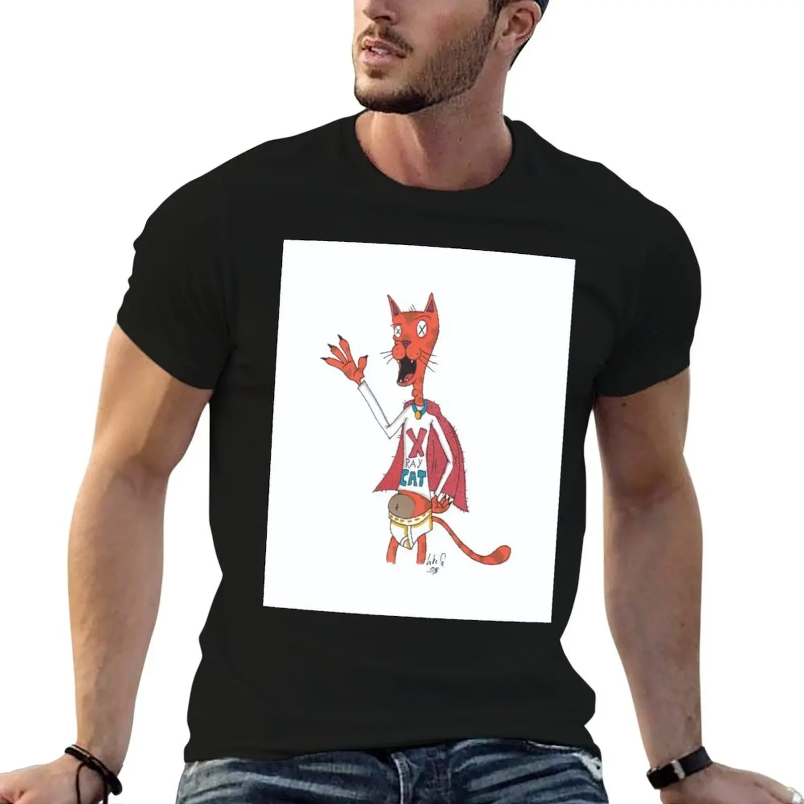 X-ray cat T-Shirt anime figures sports fans mens champion t shirts