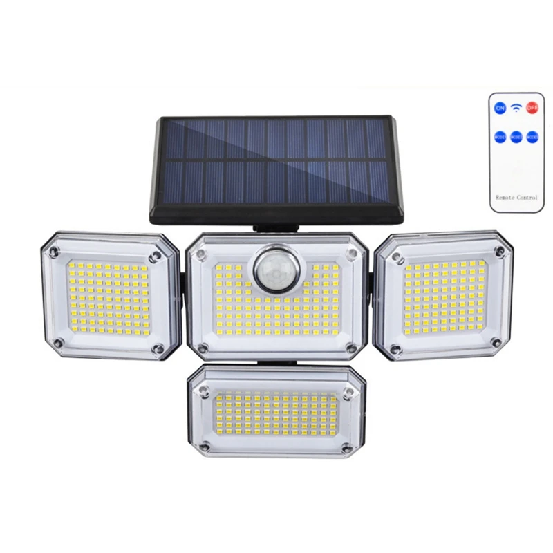 Solar Lights Outdoor Motion Sensor 333 LED Flood Lights, Solar Wall Lights With 2 Remote Controls