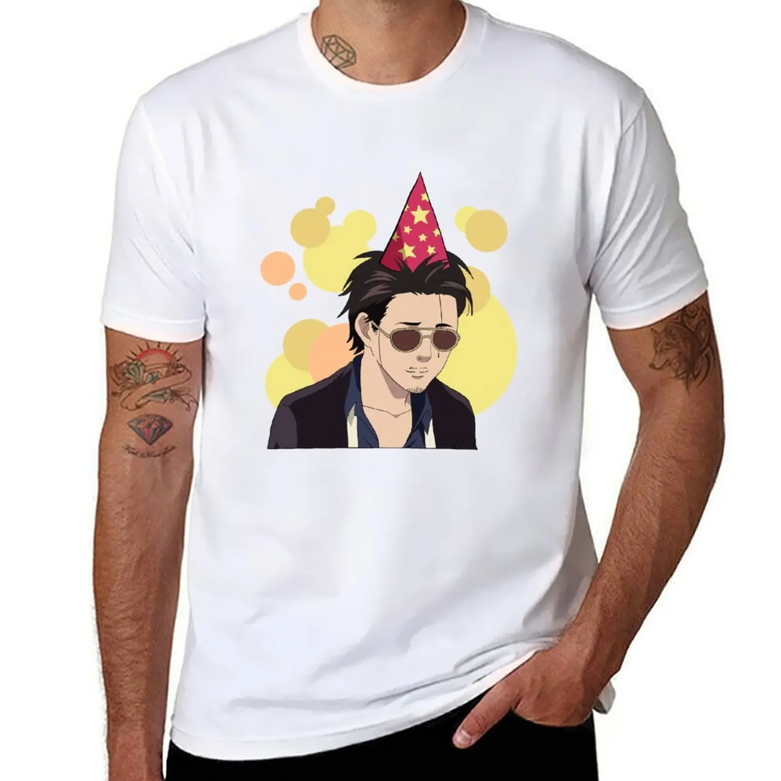

The Way of the House Husband - Tatsu Birthday Hat T-Shirt cotton t shirts man 100% t shirts for man graphic vintage T-Shirt
