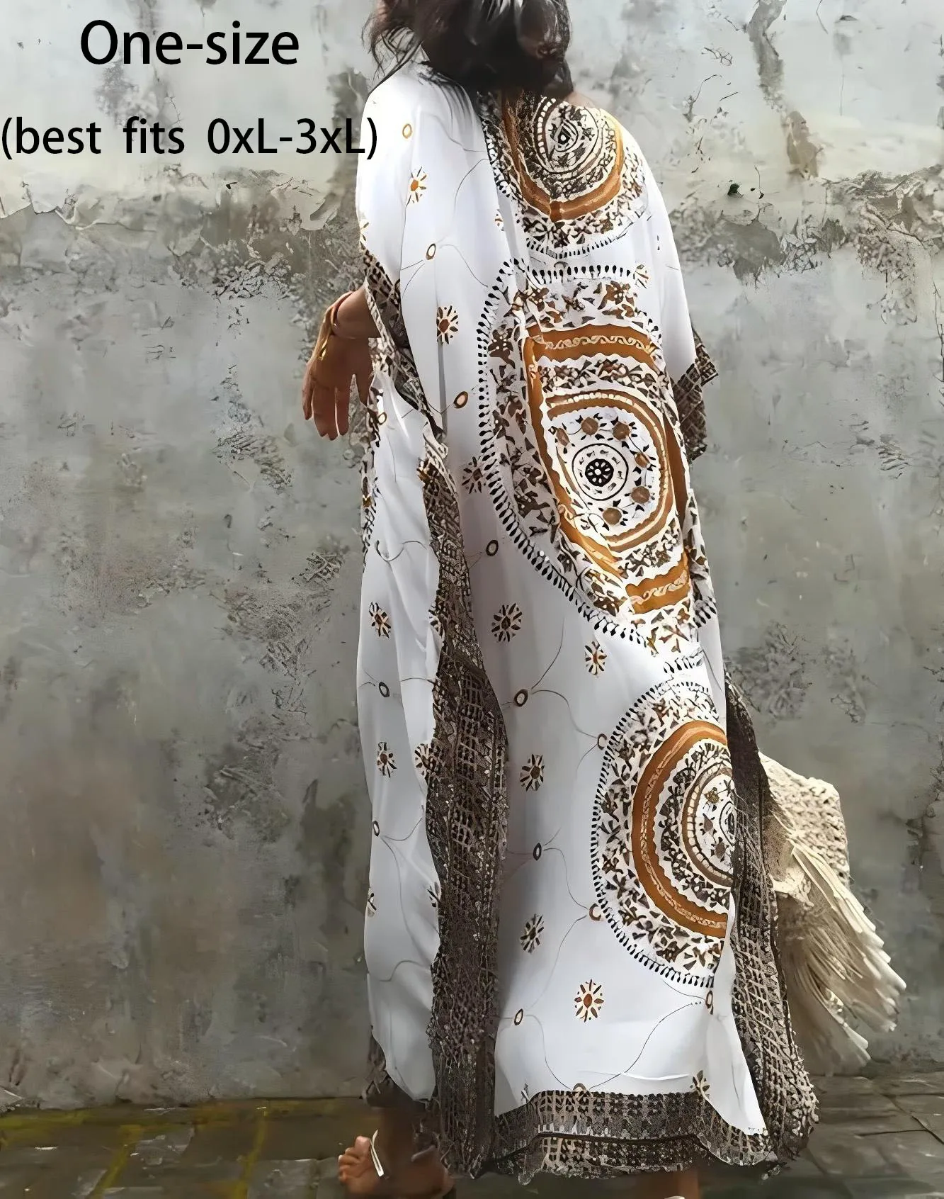 Cover-Up de plage de style ethnique bohème d'été pour femmes – Robe ample pour bikini et maillots de bain