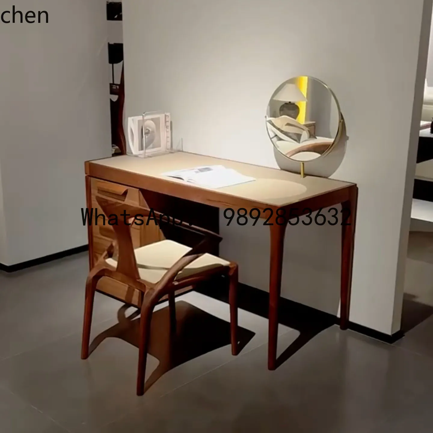 

CC Black Walnut Dressing Table Combination Home Bedroom Minimalist Solid Wood Makeup Table
