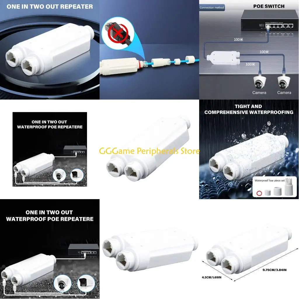 

U55B 2 Port PoE Extender Switcher 1 PoE in 2 PoE Out IEEE802.3af/at PoE 10/100Mbps