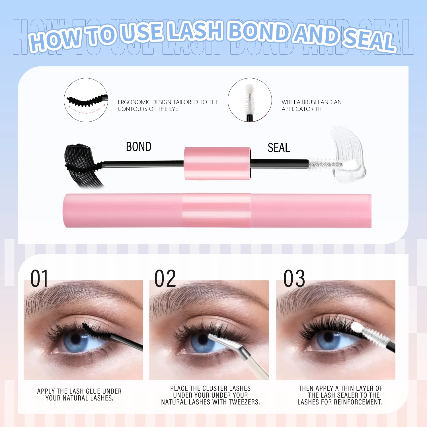 GROINNEYA Kit grappoli per ciglia Ciglia per gatti con legame per ciglia e sigillo Cluster Estensioni ciglia Kit grappole per ciglia fai da te Fai da te a casa