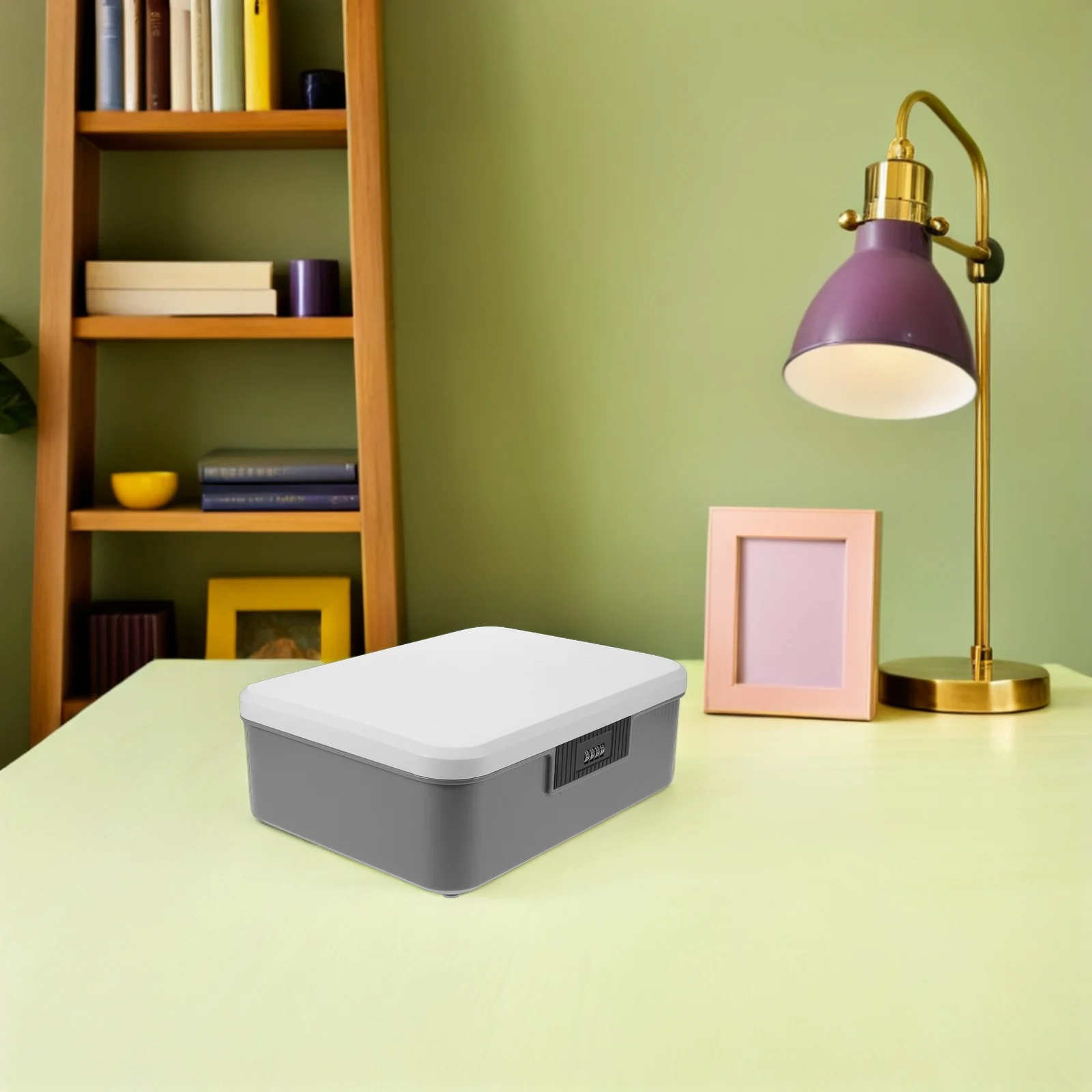 Confidential Storage Box Locking Bin Container with Boxes for Personal Items Car Portable Lockbox Bins Grey