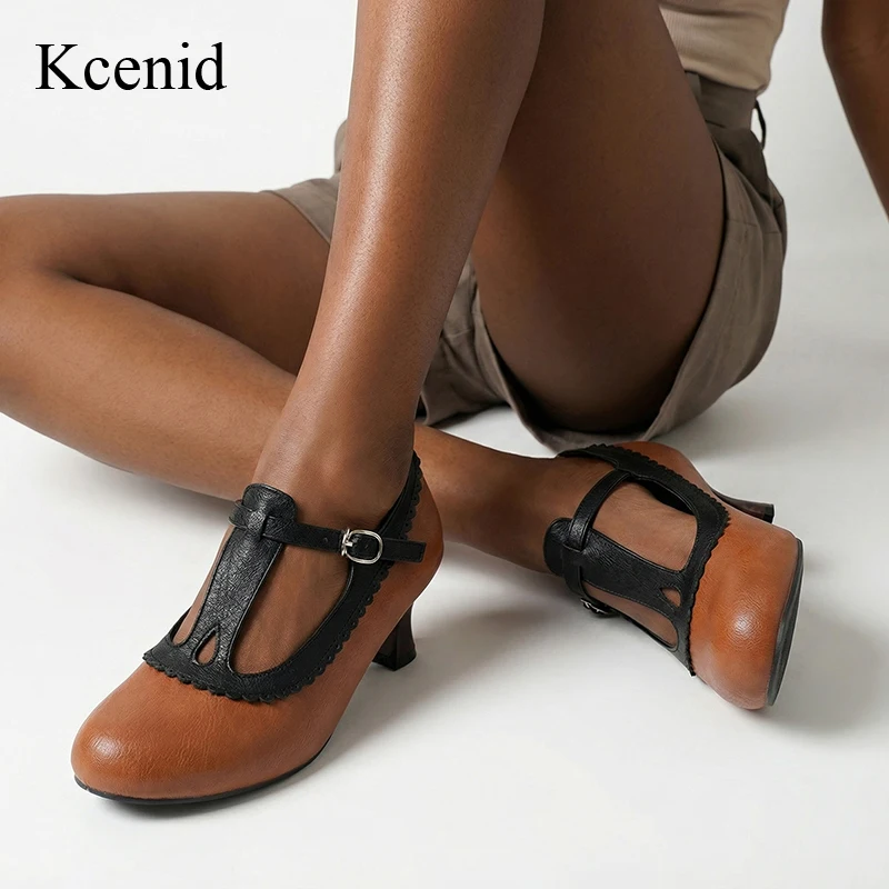 

Туфли-лодочки Kcenid на высоком каблуке с пряжкой, простой дизайн, разноцветные, женские, большие размеры 34-50