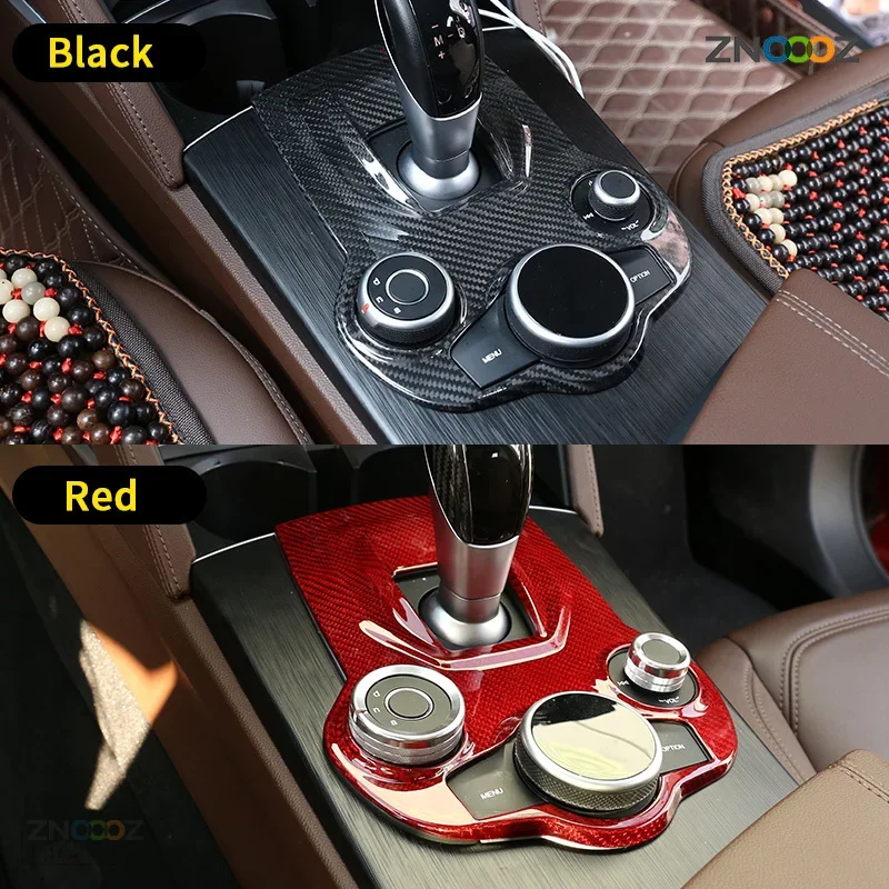 

For Alfa Romeo Giulia Stelvio 2017-2020 Auto Central Control Gear Panel Decorate Frame Cover Real Carbon Fiber Car Accessories