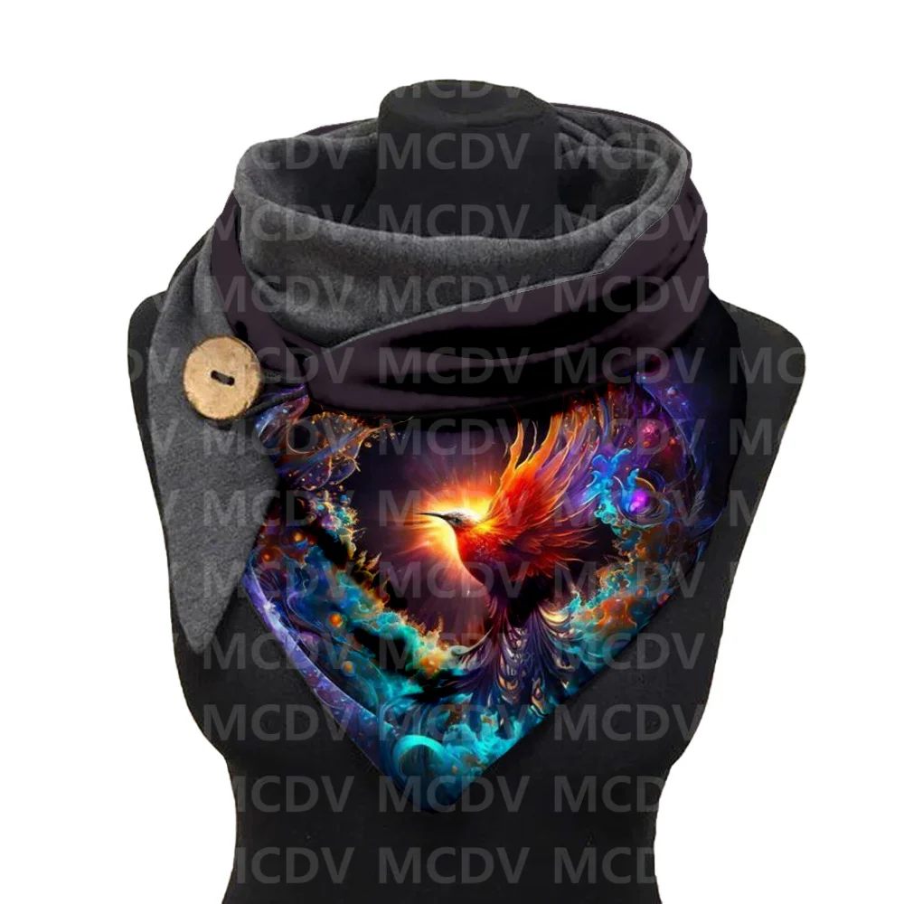 Phoenix 3D Printed Warm Fleece Casual Scarf And Shawl for Women Warm and comfortable Scarf