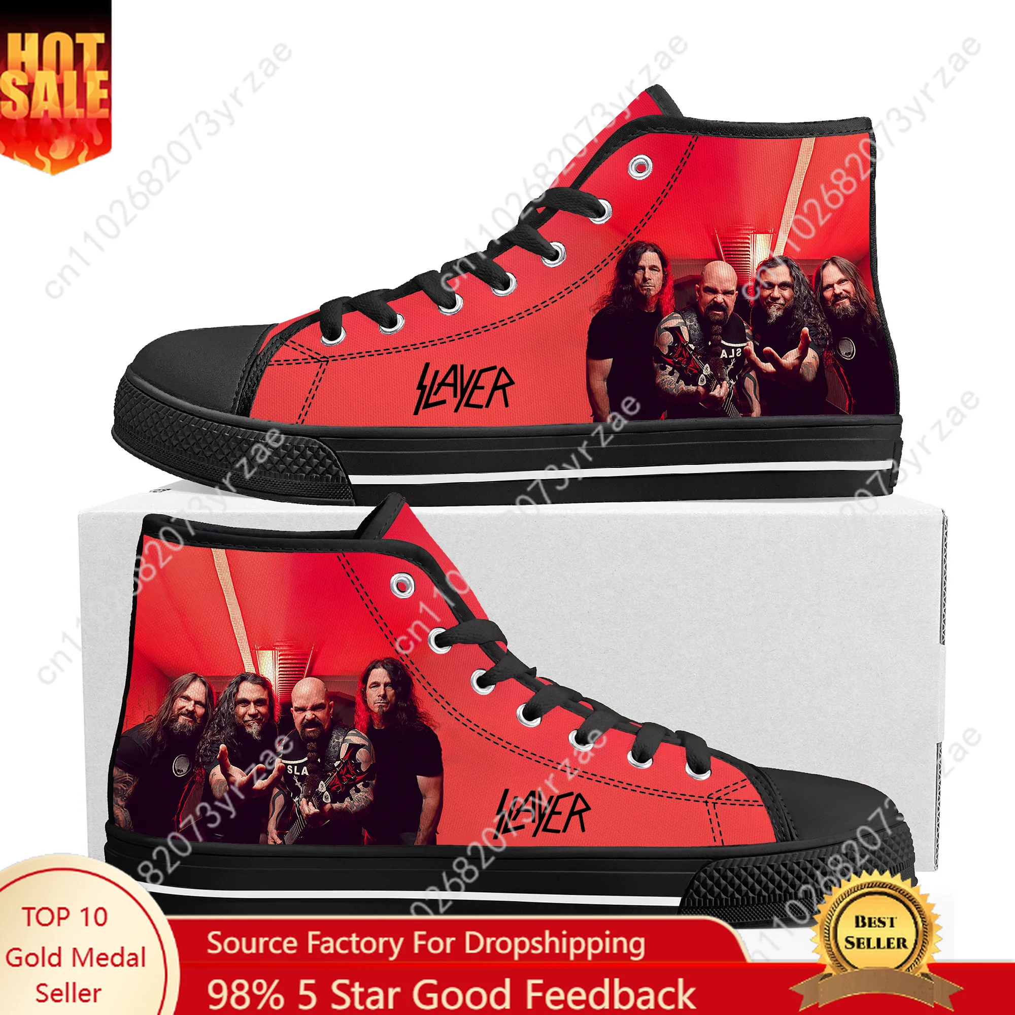 

Slayer High Top Sneakers Mens Women Teenager High Quality Trend Canvas Sneaker Fashion Built Casual Couple Custom Made Shoes