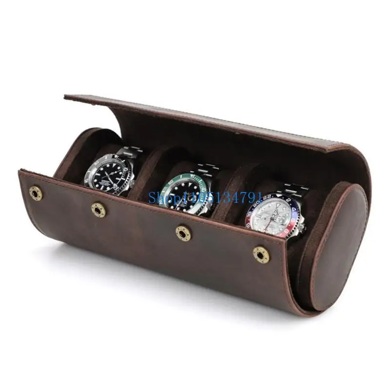

98km Leather Watch Case Dustproof 3 Slot Wristwatch Holder Convenient Storage Box for Timepieces Stylish Accessory
