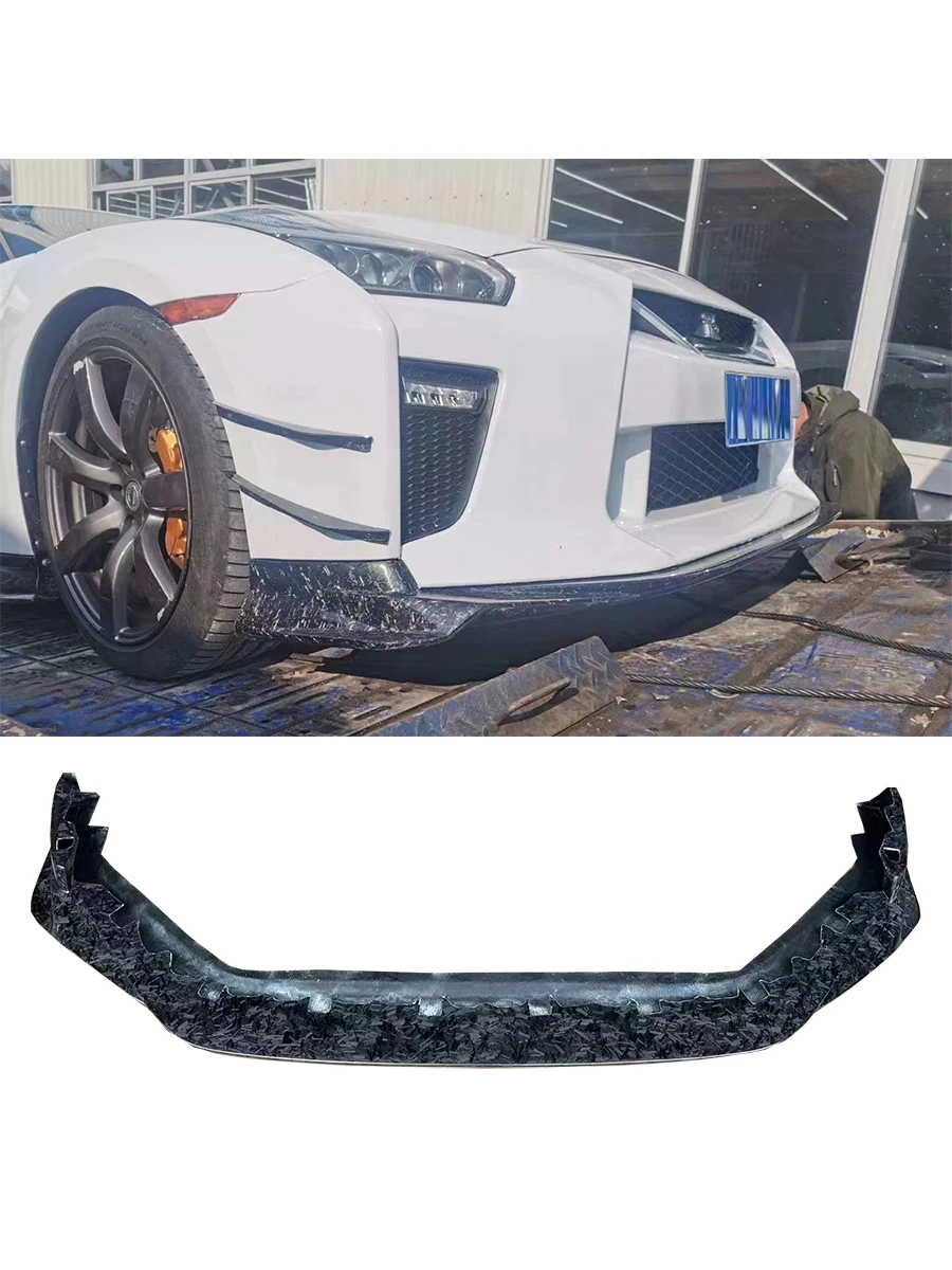 For Nissan GT-R R35 Front Bumper Lip Forged Carbon Fiber Body kit Auto Parts GTR