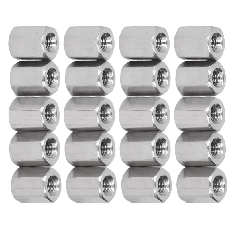 20PCS Hex Coupling Nut Stainless Steel Rustproof M4 X 0.7 8 L10mm 6 Sides Connector Nuts For Installation