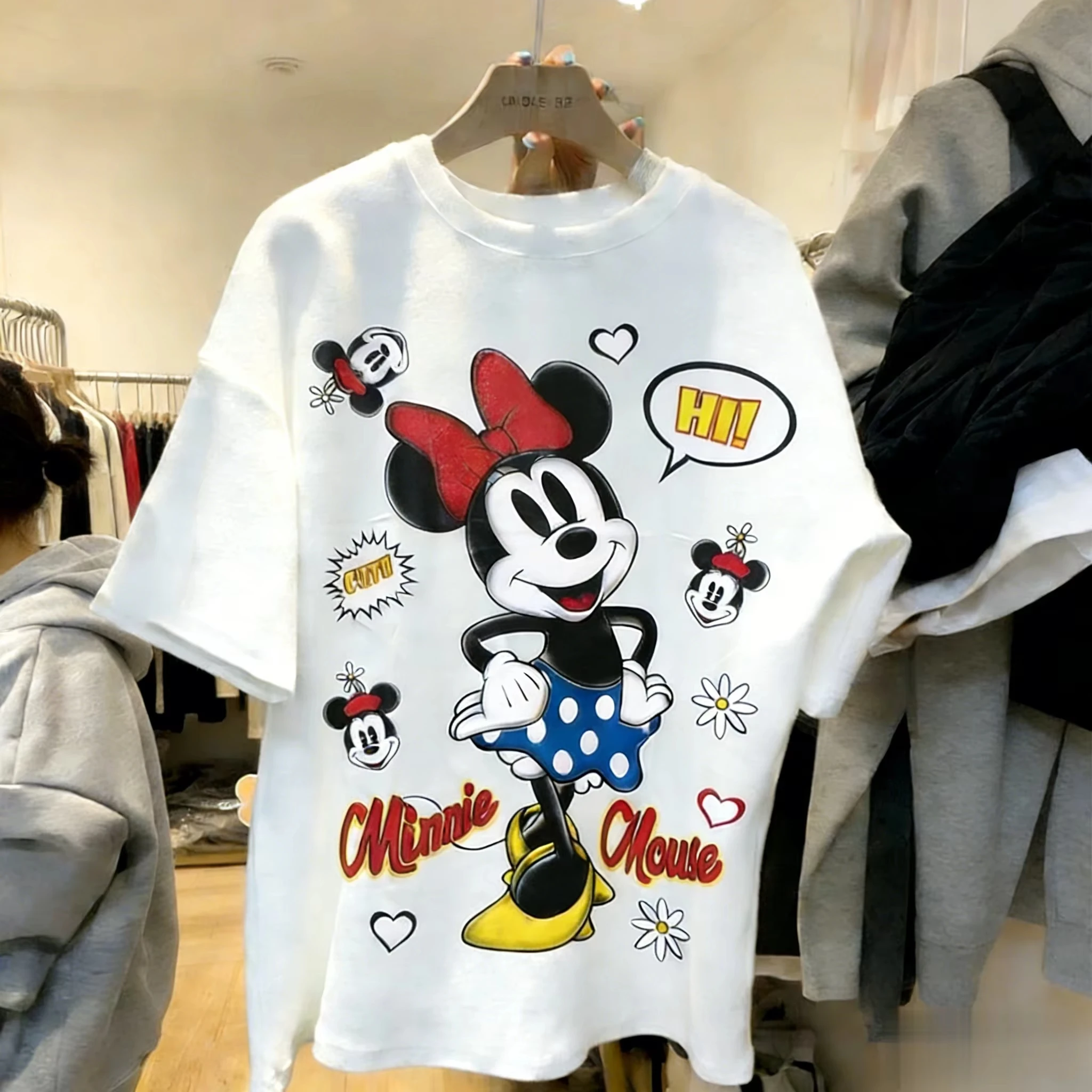 

Футболка с рисунком Дисней Минни Маус, женская и мужская хлопковая футболка с короткими рукавами, летние повседневные топы с милым мультяшным принтом, модные топы 2026 Y2k
