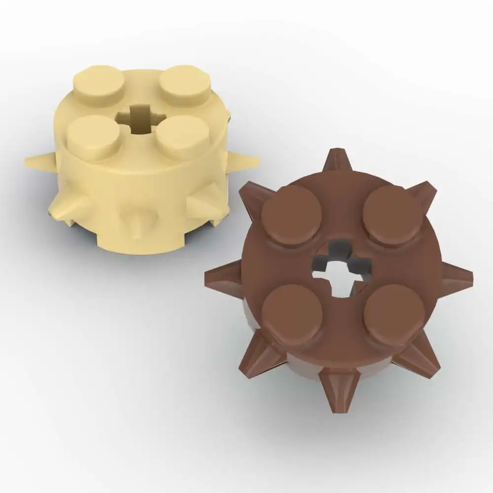 MOC 10PCS 27266 Round 2x2 With Spikes Building Blocks Set With Axle Hole House Castle Brick DIY Toys Adults Boys Holiday Gifts