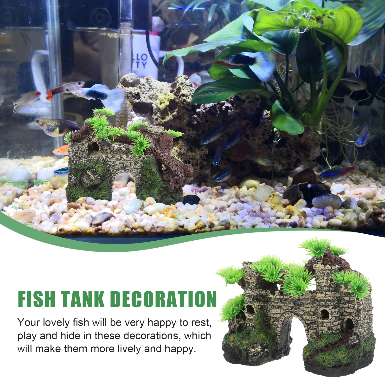 

Resin Artificial Castle Aquarium Decoration Durable Vintage Craft Fish Tank Adornment Home Garden Tools Supplies