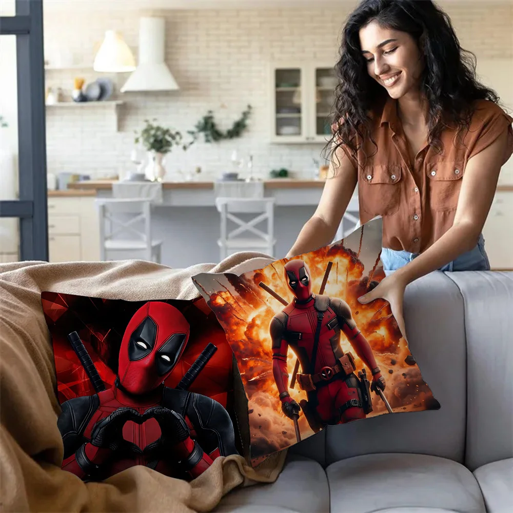 حار أنيمي Deadpools وسادة تغطي الكرتون أريكة ديكور المنزل على الوجهين الطباعة قصيرة أفخم لطيف غطاء الوسادة #3