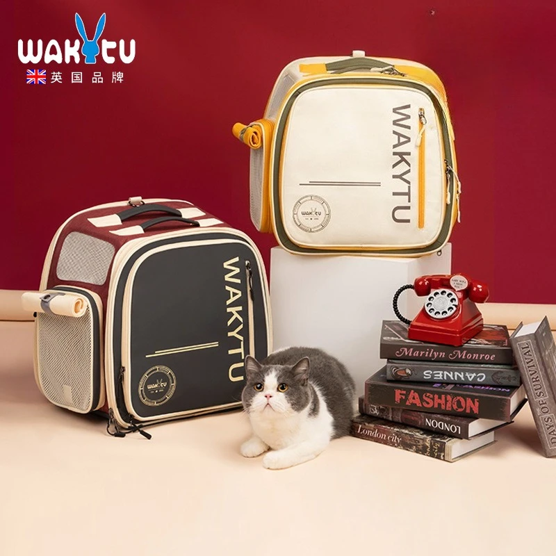 

Wakytu British Fashion Pet Tent Bag 900D Oxford Cloth Portable Expansion Breathable Double-sided Expansion Shoulder Pet Bag