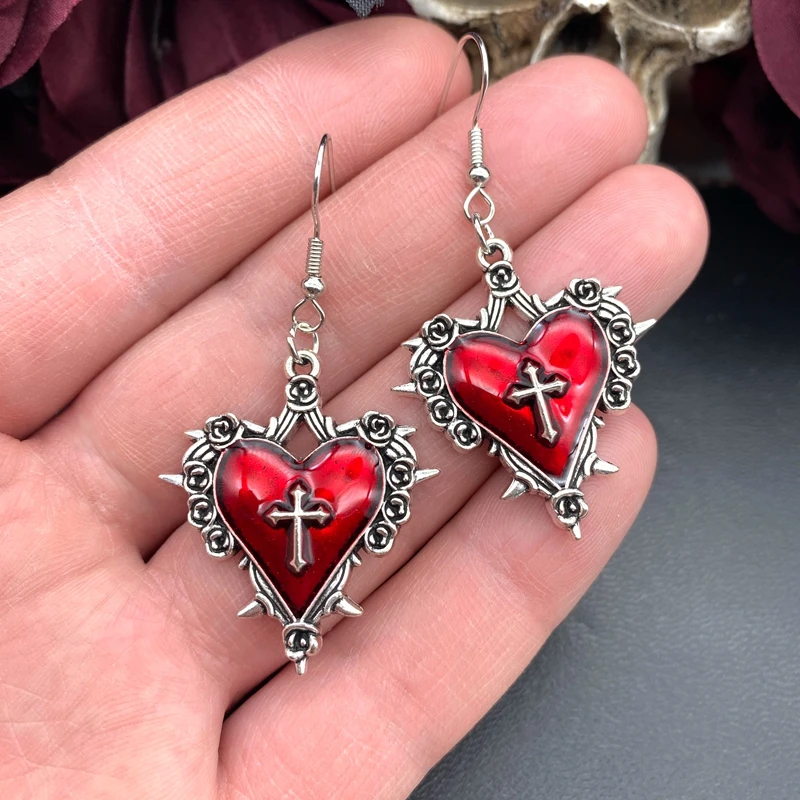 Готические-украшения-серьги-с-шипами-в-форме-сердца-и-креста-красные-серьги-с-цветком-розы-для-женщин-подвески-в-стиле-панк-аксессуары-серьги-в-стиле-гранж