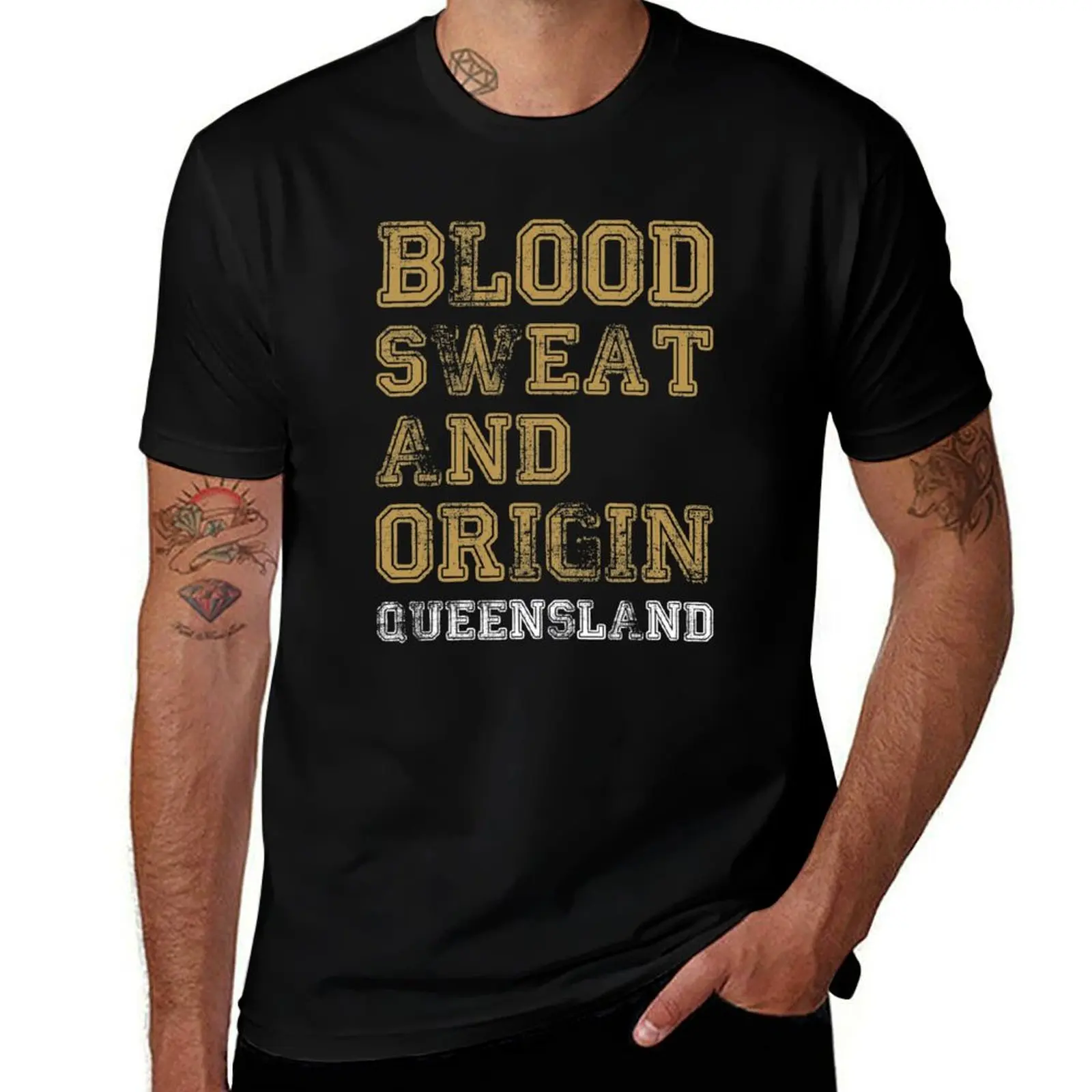 

Blood Sweat and Origin - QLD футболка Essential футболка мужская дизайнерская черная хлопковая футболка однотонная для мужчин посылка футболка