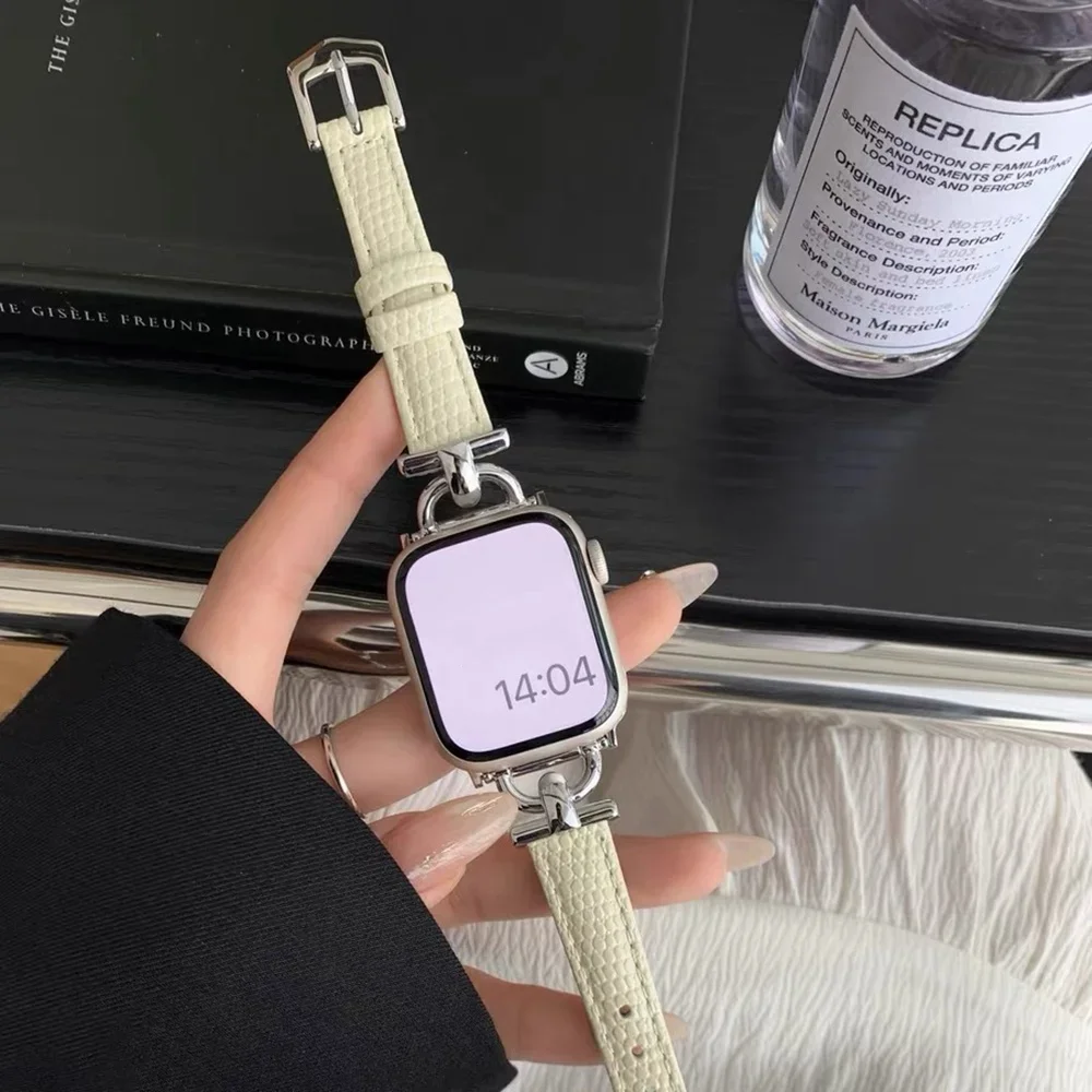 Кожаная петля для Apple Watch, женский ремешок серии Ultra 10/9/8/7/6/5/4/3/2/1 SE 38 мм 40 мм 41 мм 42 мм 44 мм 45 мм 46 мм 49 мм Ремешок