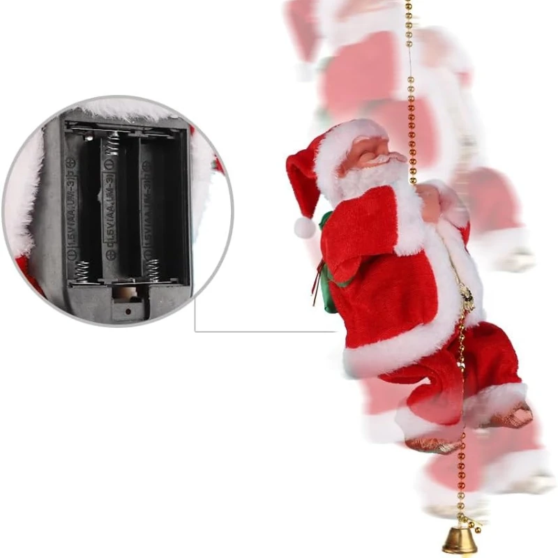 Santa Claus Electric Climbing Bead Chain Battery Driven Christmas Mobile Indoor and Outdoor Christmas Tree Hanging Accessories