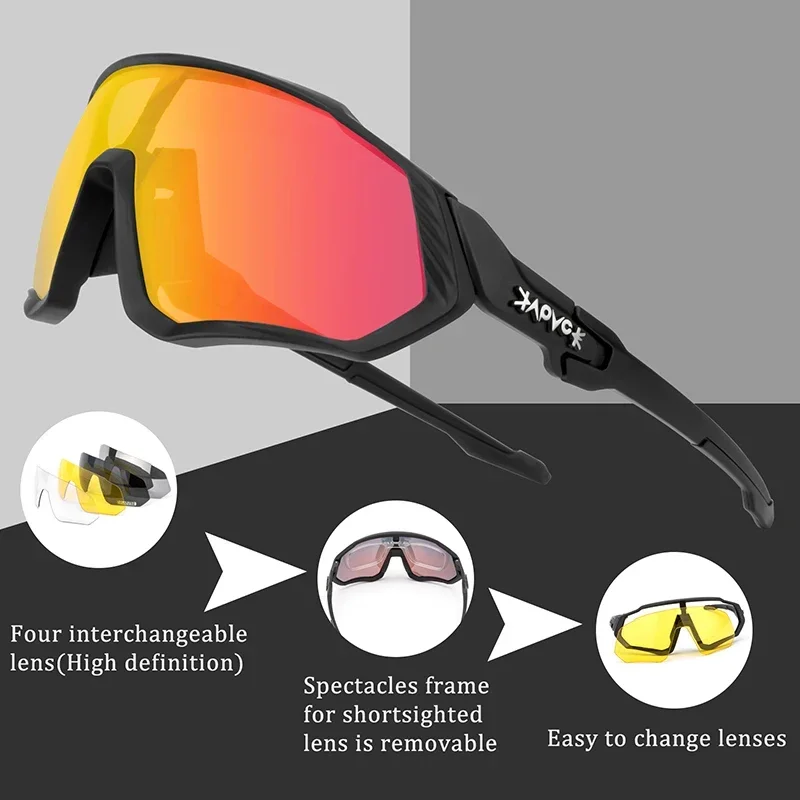 Kapvoe Photochrome Fahrradbrille für Herren, Fahrrad-Sonnenbrille, Sportbrille, UV400, MTB, Fahrradbrille, Reitschutz, UV400 – Detail 3