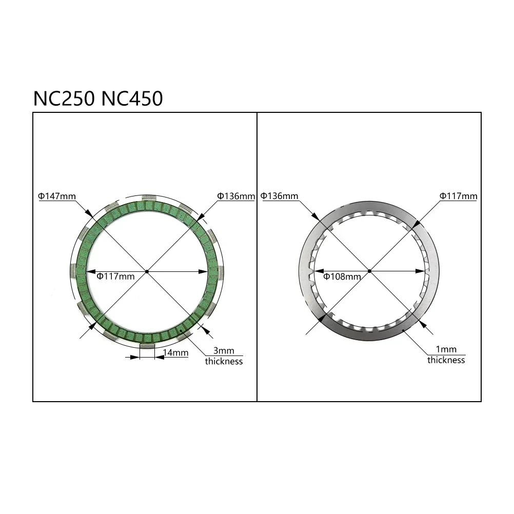 For ZONGSHEN NC250 NC450 Motorcycle Clutch Friction Plates Steel Disc Fibrous Set AVANTIS ENDURO MOTOLAND KAYO BRZ Dirt Pit Bike