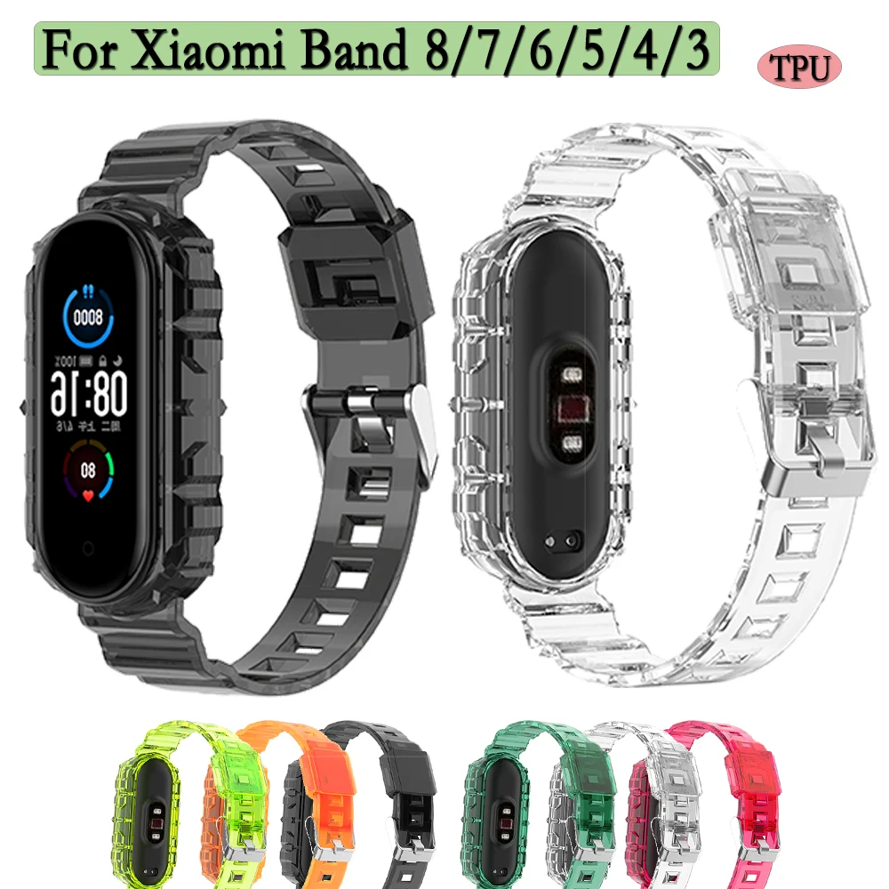 

TPU Straps For Xiaomi Band 8/7/6/5/4/3 Soft and Durable TPU Watchband Adjustable Wristband Replacement