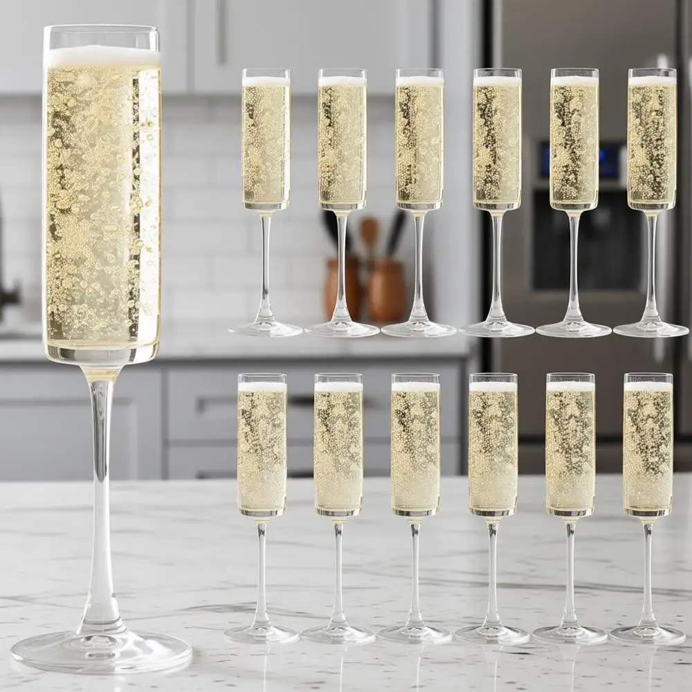 

Набор из 12 бокалов для шампанского, на длинной ножке, из прозрачного хрусталя, идеально подходит для игристого вина, домашних вечеринок, свадеб, дней рождения, подарков на новоселье