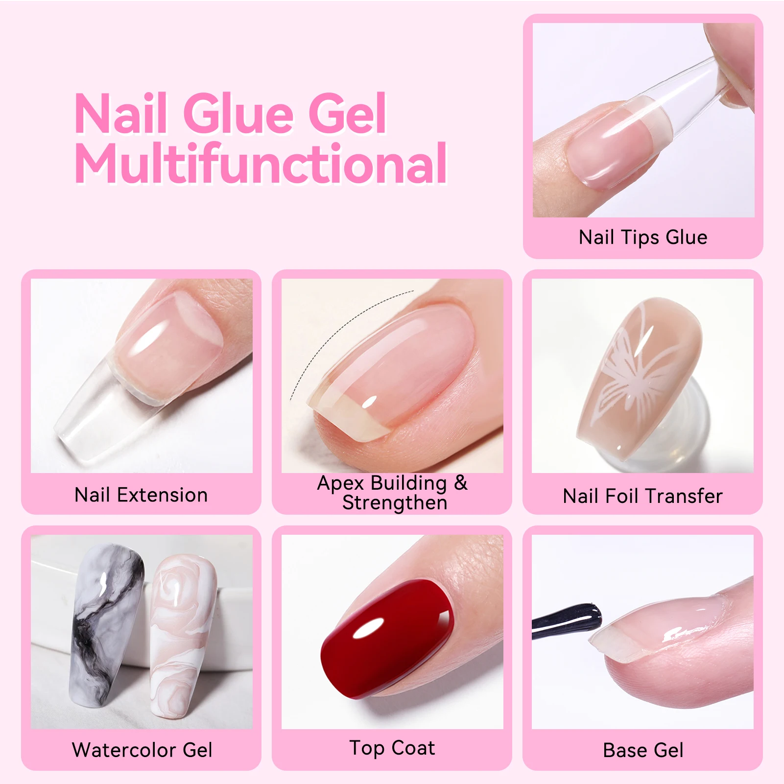 BORN PRETTY 15ml Nail Glue Gel for Tips Super Strong Gel Nail Polish Glue 15g Professional Fake Nail Glue Gel Acrylic Nail Glue