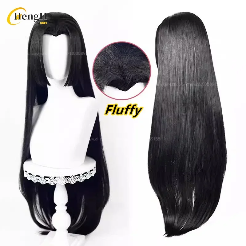 In Stock Anime Boa Hancock Synthetic 100cm Long Black Straight Hair Cosplay Anime Wigs Heat Resistant Hair Party Wigs + Wig Cap