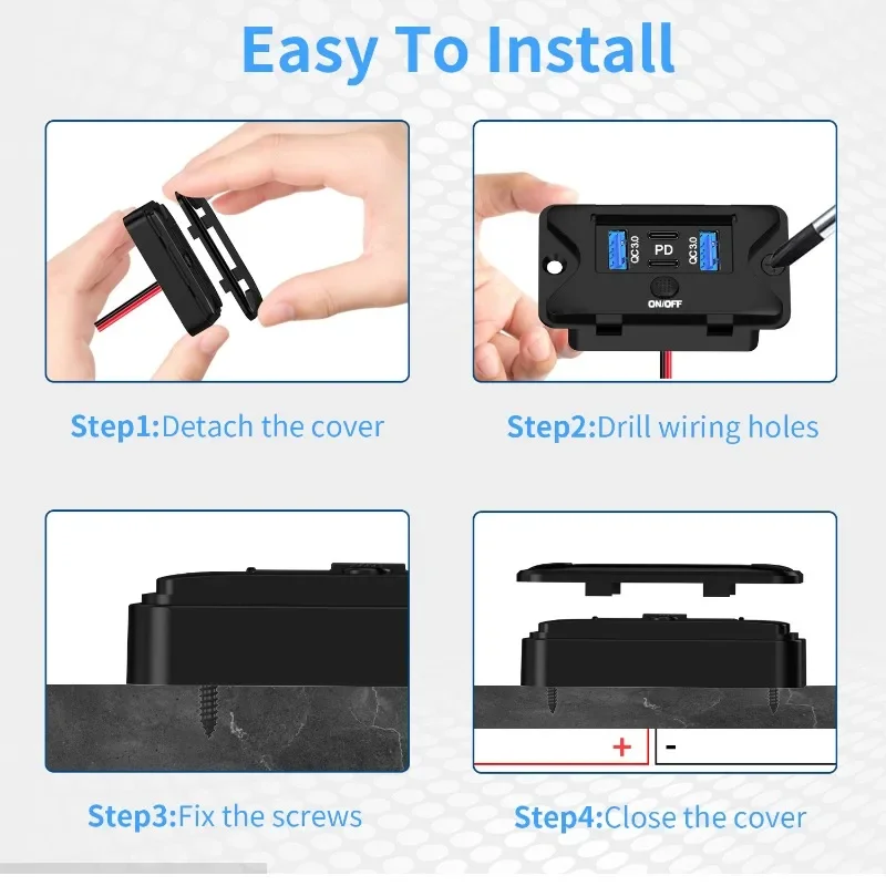 4-Port Vehicle Charger, 120W High-Power Charging Hub for RV/Bus/Marine Use