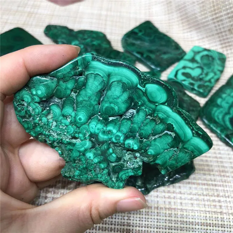 

Natural Malachite Slice Crystal Mineral Specimen Polished Quartz Slab Rock Home Decoration Gift Energy