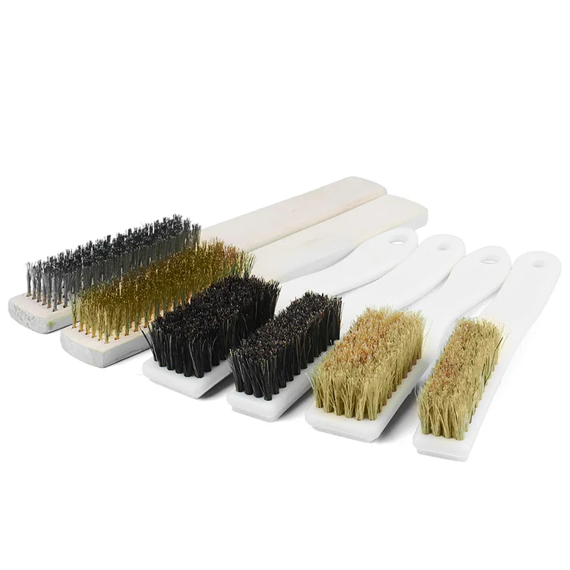 Wooden handle copper-plated pure copper copper wire brush wenjiao metal rust removal iron brush stainless steel wire plate brush