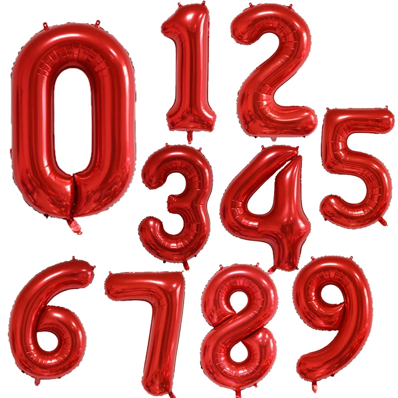 40 Zoll Große Rote Zahlen-Folienballons 0 1 2 3 4 5 6 7 8 9 Jahre Alt Geburtstagsfeier Festival Hochzeitsfeier Dekorationsballon – Detail 1