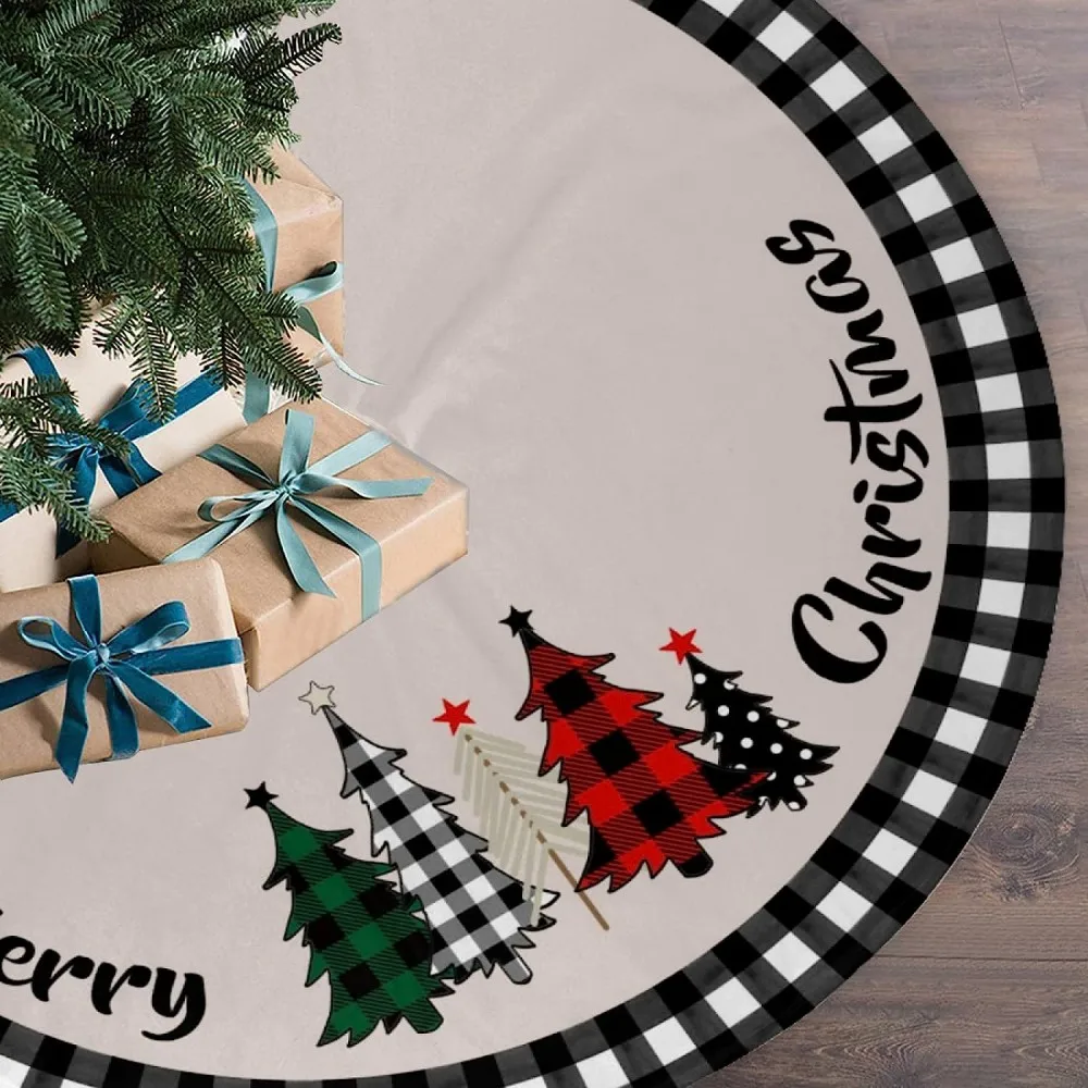 VIKAMA Christmas Tree Dress, Watercolor Buffalo Checkered Christmas Tree Dress, Suitable For Christmas Party Home Decoration