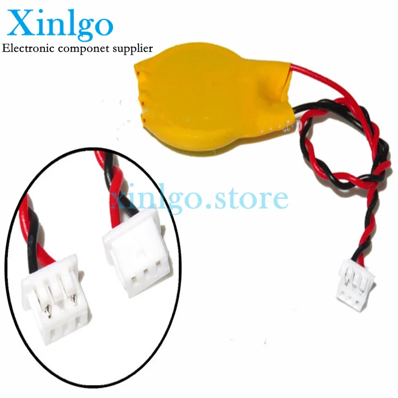 2PCS/LOT CR2032 With Wire With 1.25 Plug 3-Hole Notebook Motherboard Battery CMOS Battery 3V BIOS Battery Cable