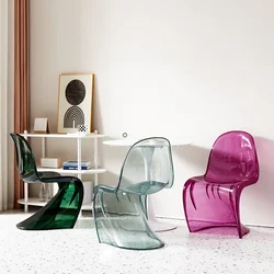 Transparent chair, plastic crystal chair, thickened household dining table chair