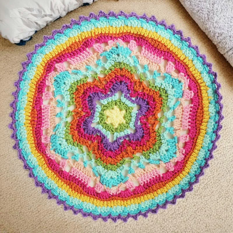 Original Handmade Crochet Seat Cushion DIY Coaster Doilies  National Traits Wedding Table Decor Cup Pad Prop 40CM 2pcs/lot