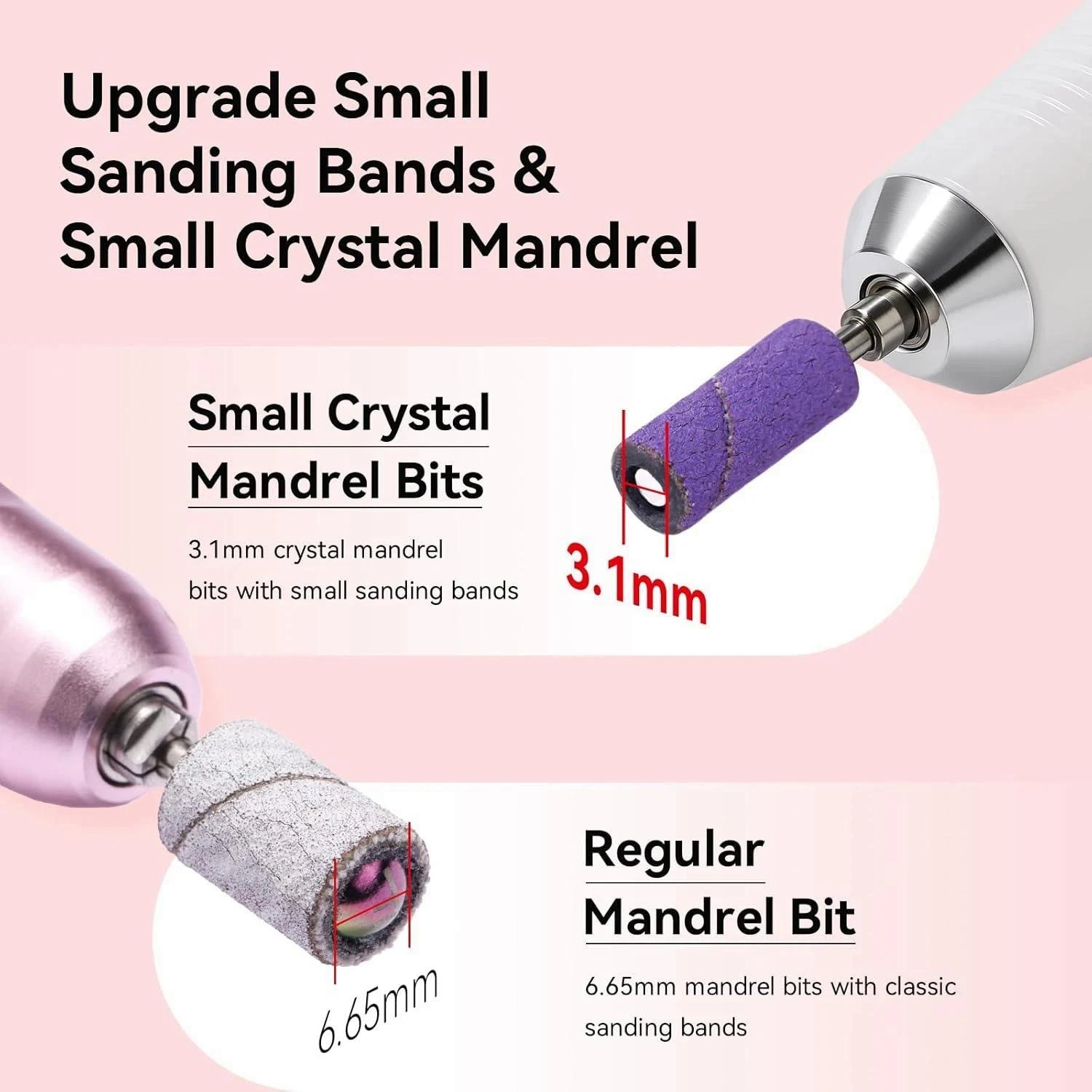 100+1PC 4 Grits Sand Ring Bands With Mini Mandrel 3mm Nail Grinding Head For Electric Grinding Machine Manicure Nail Art Tools