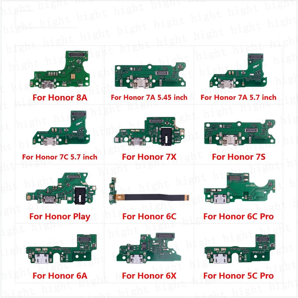 Cabo flexível da placa do conector do porto de carregamento para huawei honor play 8a 7c 7x 7s 6a 6c 6x 5c pro com microfone mic peças de reparo