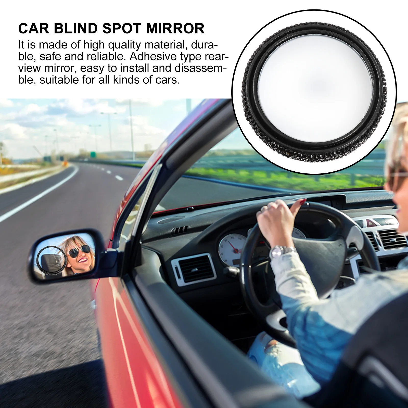 Car Rearview Mirror Auxiliary Paste -Degree Rotatable Wide Angle Blind Spot Mirror Easy Installation Portable